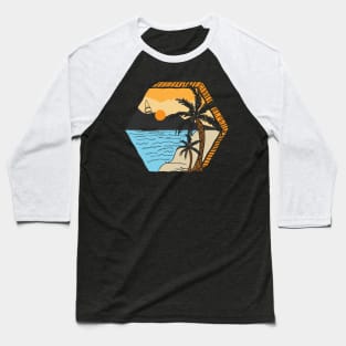 Summer hand drawn sunset beach Baseball T-Shirt